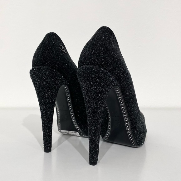 Authentic Chanel Black and Grey Glitter Platform Heels size 37 1/2 - Picture 5 of 12